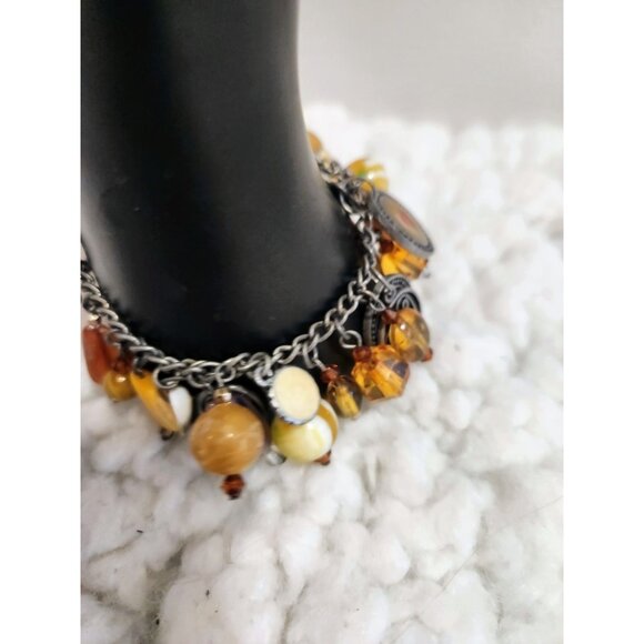 Metal Charm. Bracelet 7 inches Earth Tones - Picture 9 of 15